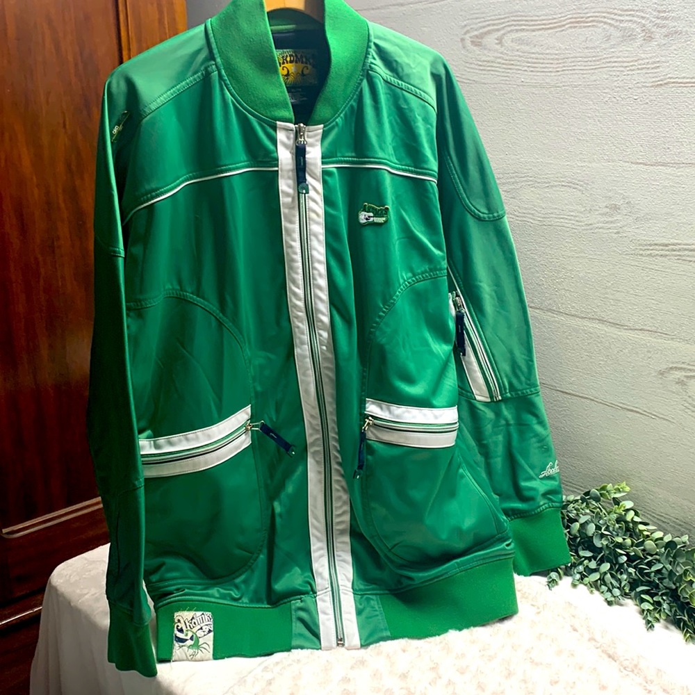 Mens Akademiks AKDMKS warm up jacket green white size XL